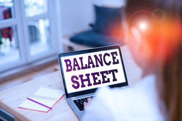 Word writing text Balance Sheet. Business photo showcasing financial statement that report a...
