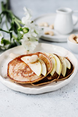 Vegan Banana Pancakes on a white background