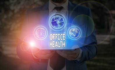 Text sign showing Office Health. Business photo text improves the overall physical and mental state...
