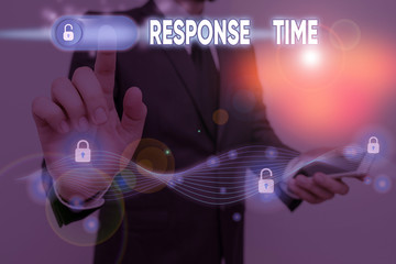 Conceptual hand writing showing Response Time. Concept meaning The amount of time that a...