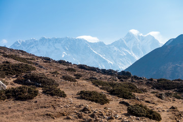 Trekking to Everst Base Camp, Lhotse peak view, Nepal