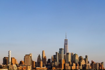 Fototapeta na wymiar Beautiful view of New York city skyline at sunset, USA