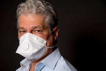 man wearing a PPE, a duck disposable mask against coronavirus, covid-19