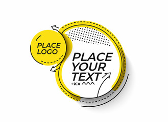 Flat linear promotion geometric shapes banner, scroll,  sticker, badge, price tag, poster.