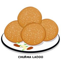 Churma Ladoo indian Rajasthani Food Vector