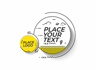 Flat linear promotion geometric shapes banner, scroll,  sticker, badge, price tag, poster.