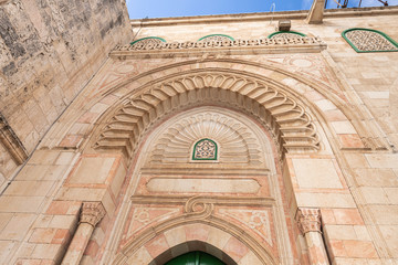 The part of the outer walls of Al Aqsa Mosque on the Temple Mount in the Old Town of Jerusalem in...