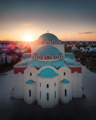 Beautiful sunset image of an orthodox church in Nicosia, Cyprus - travel and sightseeing concept