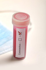 Positive COVID-19 test and laboratory sample of blood testing