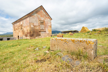 Church and tombs in Phoka (Foka), Georgia. 11 century.  Selective focus. © upslim