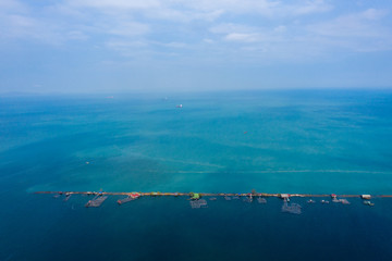 Sihanoukville, Cambodia - March 15, 2020: Ariel view of container terminal of Sihanoukville Autonomous Port.