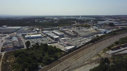 Aerial of an industrial railway.