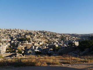 Fototapeta na wymiar panoramic view on skyline of Amman with its famous hills, kingdom Jordan, Middle East 
