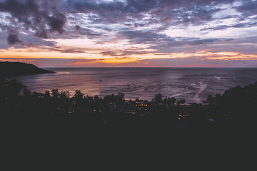 Landscape of sunset, Thailand. Shoot in the evening with amazing sunrise sky. Tropical Orange Sunset.