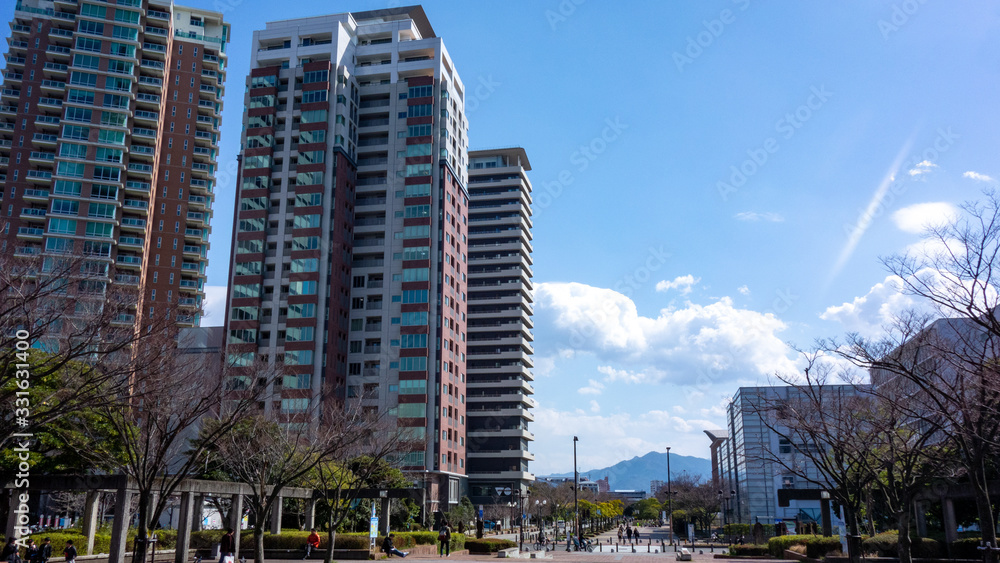 Wall mural 公園からみるマンション