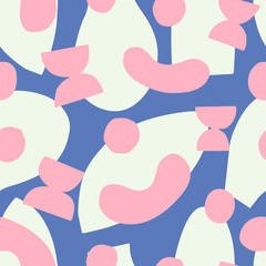 Abstract vector pattern with hand drawn geometrical shapes. Seamless texture in naive scandinavian style. Artistic background.