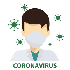 Doctor with mask protecting himself from covid-19 coronavirus