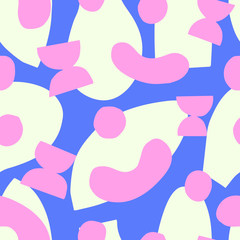 Abstract vector pattern with hand drawn geometrical shapes. Seamless texture in naive scandinavian style. Artistic background.