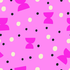 Abstract seamless pattern with small cute shapes. Vector texture with different geometrical figures. Simple and cute background.