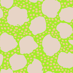 Abstract seamless pattern with Big and Small dots. Brush paint texture with different shapes. Artistic strokes background.