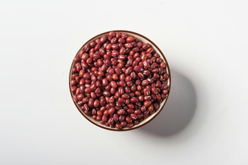 Red bean is isolated in the white background. It can make delicious food, and various drinks are good cereal food