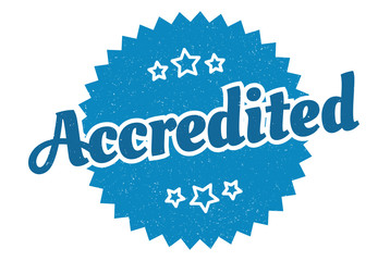 accredited sign. accredited round vintage retro label. accredited