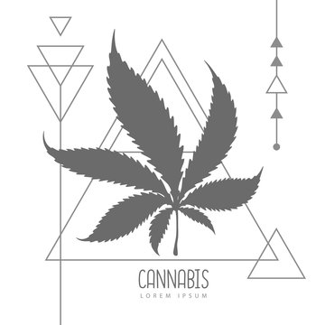 Cannabis Leaf Silhouette On Triangle Background