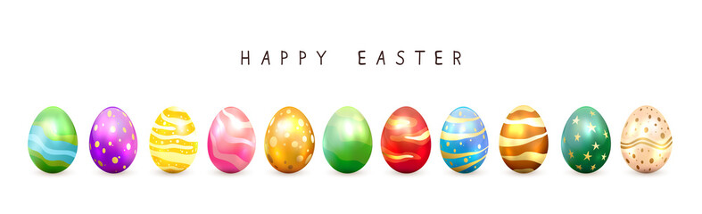 Colorful Easter Eggs on White