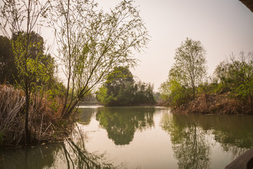 Fototapeta na wymiar a scene from Xixi Wetland Marshes in hangzhou in China