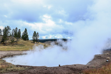 Streaming geyser basin in Yellowstone National Park, USA