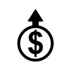 Dollar up Icon Flat Style Isolated Vector Illustration