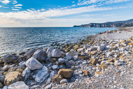 Winter sunset over the bay of Portopiccolo Sistiana. Duino. Italy