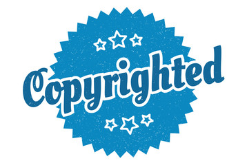 copyrighted sign. copyrighted round vintage retro label. copyrighted