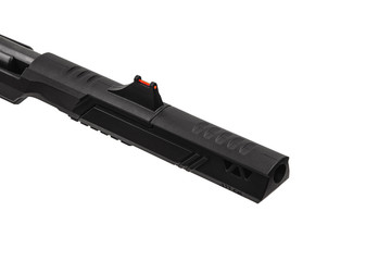 Modern air gun isolate on a white back. A futuristic-looking pneumatic weapon for sports and...