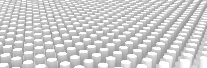 Fototapeta premium endless horizontal field of white vertical cylinders as a texture and background.