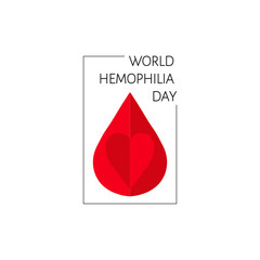 Blood drop with earth for World Hemophilia Day. Blood donor day concept. Awareness poster with blood drop.