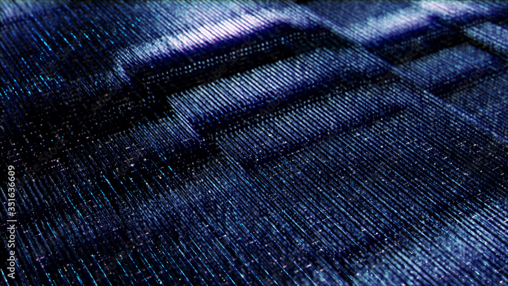 Poster Futuristic digital generated image abstract matrix particles de-focus grid in cyber space digital background environment