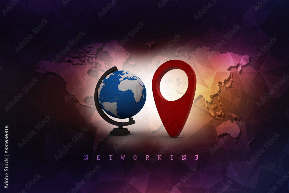 Poster 3d rendering red map pointer