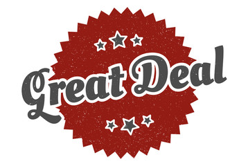 great deal sign. great deal round vintage retro label. great deal