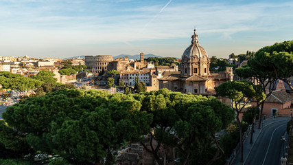 Fototapeta na wymiar Panoramic view from the Vittorio Emanuele II Monument, Rome, Lazio, Italy