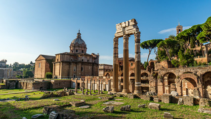 Fototapeta na wymiar Forum Romanum with the Palatine Hill in Rome, Italy