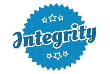 integrity sign. integrity round vintage retro label. integrity