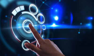 Business, technology, internet and networking concept. Virtual display.