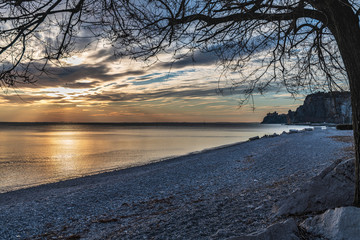 Obraz premium Winter sunset over the bay of Portopiccolo Sistiana. Duino. Italy