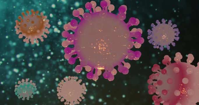 Virus / COVID-19 - Animation, 4K animierte Bewegungsgrafik f&uuml;r Nachrichten / Informationen f&uuml;r TV & WEB