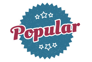 popular sign. popular round vintage retro label. popular