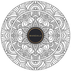 Black and white mandala vector isolated on white. Vector hand drawn circular decorative element.