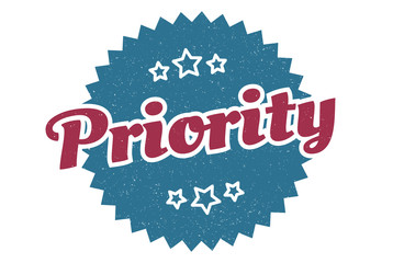 priority sign. priority round vintage retro label. priority