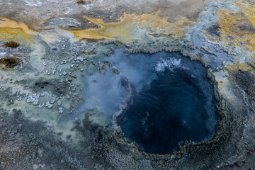 Sulfur Water Points in the Yellowstone National Park, USA