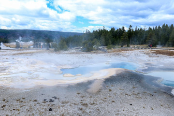 Streaming geyser basin in Yellowstone National Park, USA